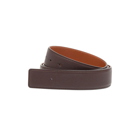 Dark brown tumbled leather belt strap