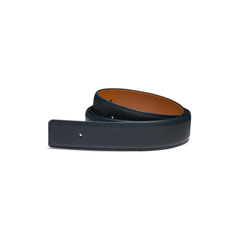 Blue tumbled leather belt strap