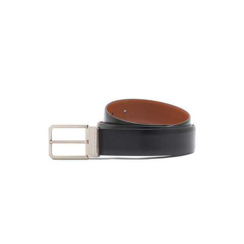 Men’s polished black leather adjustable belt