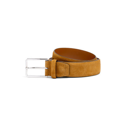 Men's light brown suede adjustable belt