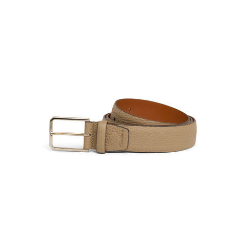 Men S Beige Tumbled Leather Adjustable Belt
