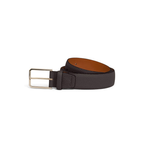 Men S Dark Brown Tumbled Leather Adjustable Belt