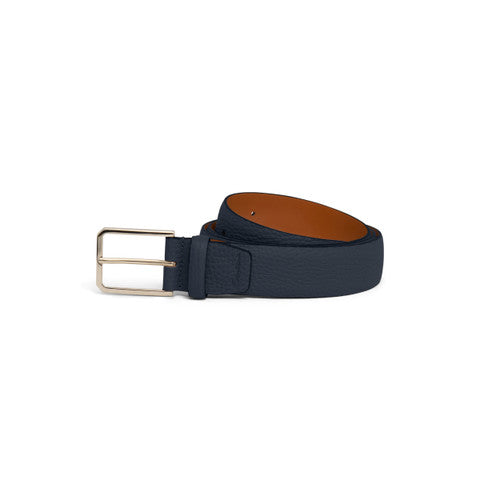 Men's blue tumbled leather adjustable belt