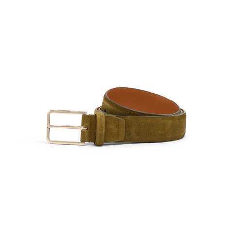 Men's green suede adjustable belt