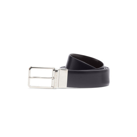 Reversible And Adjustable Black And Dark Leather Belt