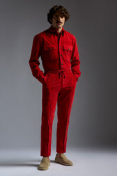 Garment Dyed Cotton Corduroy Comfort Long Sleeves Two Pockets Shirt