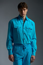 Garment Dyed Cotton Corduroy Comfort Long Sleeves Two Pockets Shirt