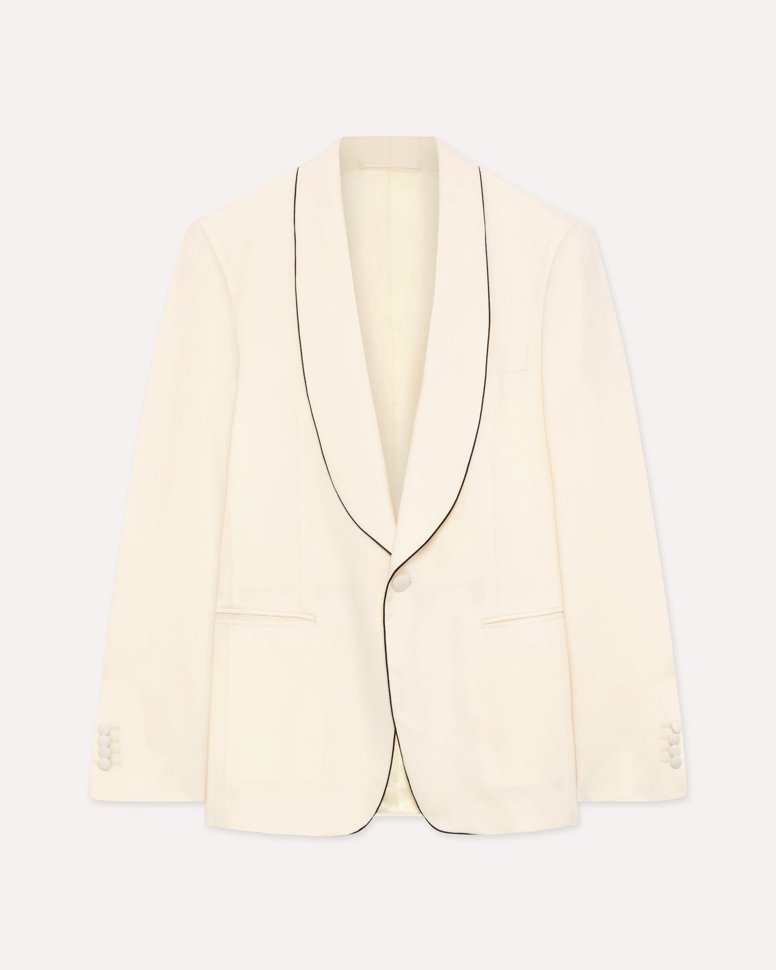 Giacca Monopetto In Lana Stretch Panna