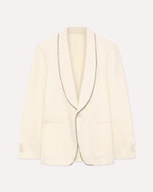 Giacca monopetto in lana stretch panna