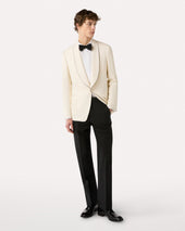 Giacca Monopetto In Lana Stretch Panna