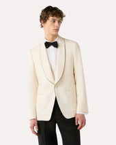 Giacca Monopetto In Lana Stretch Panna