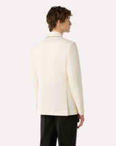 Giacca Monopetto In Lana Stretch Panna