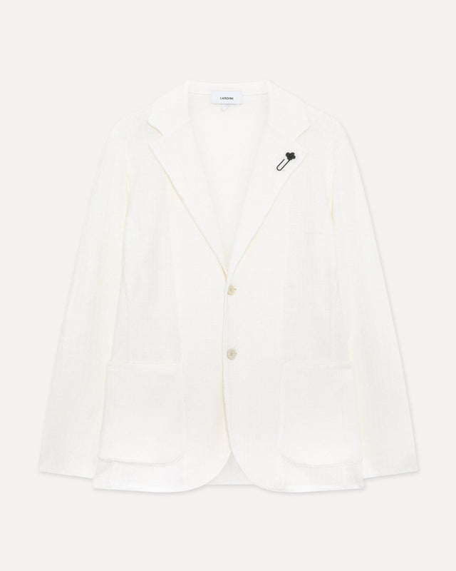Giacca monopetto in maglia bianca