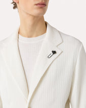 Giacca Monopetto In Maglia Bianca