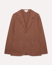 Giacca monopetto in maglia marrone