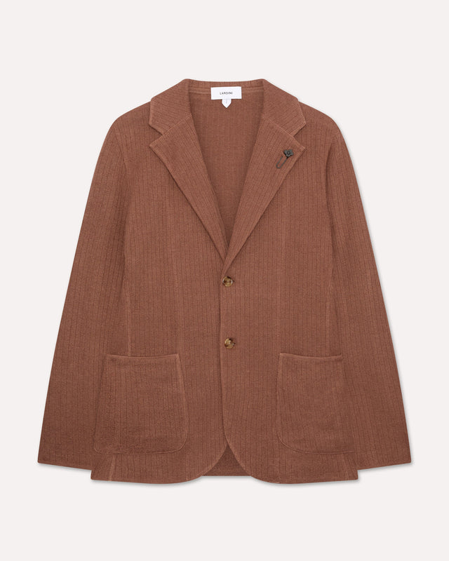 Giacca monopetto in maglia marrone