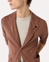 Giacca Monopetto In Maglia Marrone