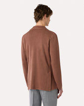 Giacca Monopetto In Maglia Marrone