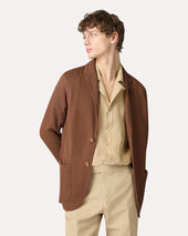 Giacca In Maglia Jacquard Marrone