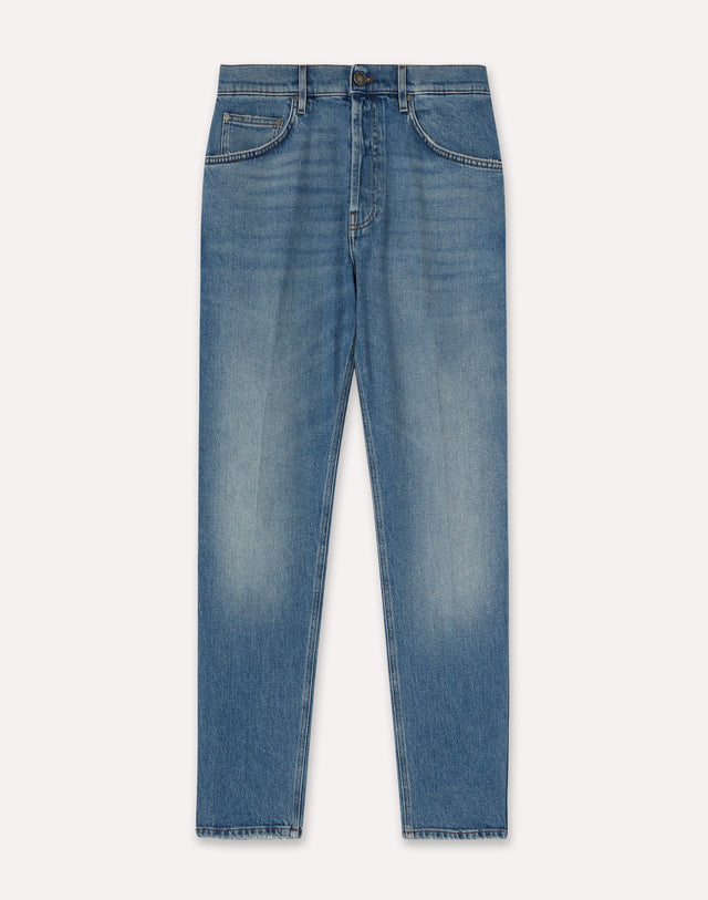 Jeans blu in denim con fondo asciutto