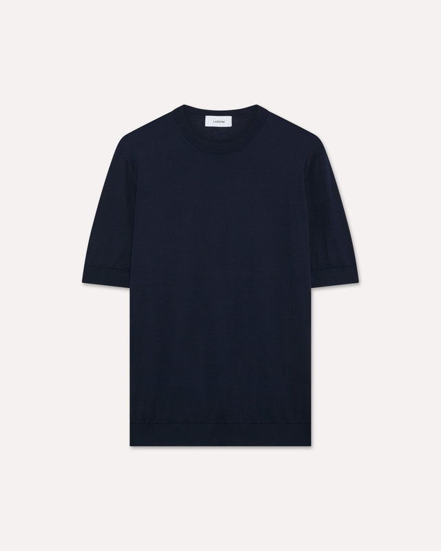 T-shirt blu in maglia di cotone