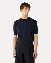 T Shirt Blu In Maglia Di Cotone
