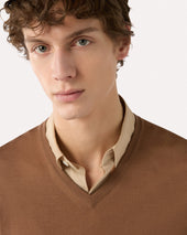 Maglia Con Scollo A V Marrone