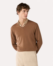 Maglia Con Scollo A V Marrone