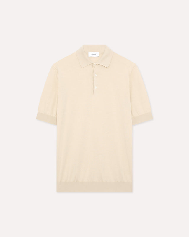 Polo panna in maglia di cotone