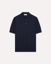 Polo blu in maglia di cotone