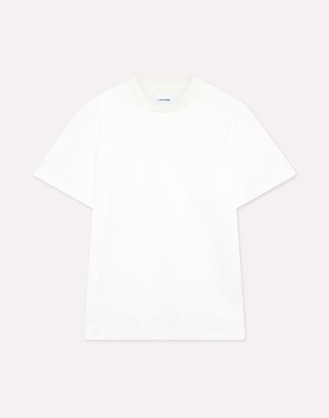 T-shirt girocollo bianca in cotone