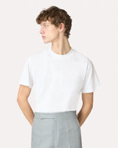 T Shirt Girocollo Bianca In Cotone
