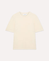 T-shirt in cotone e seta panna