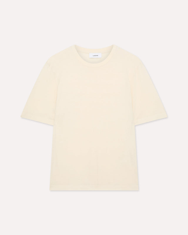 T-shirt in cotone e seta panna