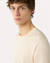 T Shirt In Cotone E Seta Panna