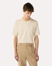 T Shirt In Cotone E Seta Panna