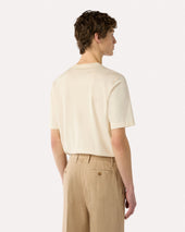 T Shirt In Cotone E Seta Panna