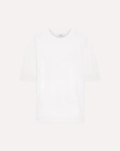 T-shirt bianca in lino e cotone