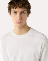 T Shirt Bianca In Lino E Cotone