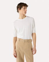 T Shirt Bianca In Lino E Cotone