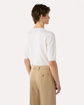 T Shirt Bianca In Lino E Cotone