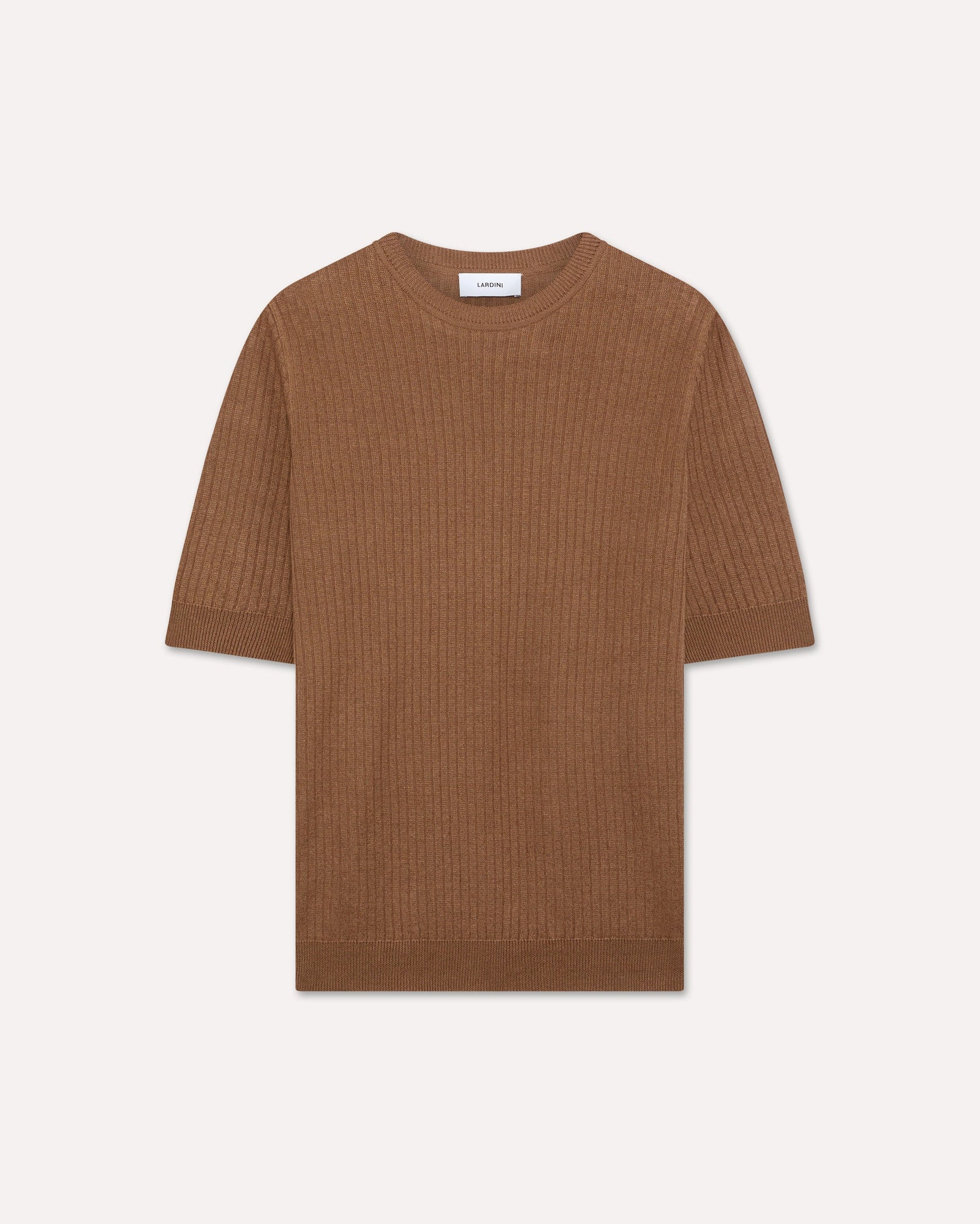 T Shirt Marrone In Lino E Cotone