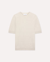 T-shirt avorio in lino e cotone