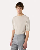 T Shirt Avorio In Lino E Cotone