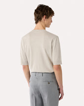 T Shirt Avorio In Lino E Cotone