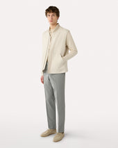 Pantalone Grigio In Cotone E Seta Senza Pieghe