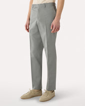 Pantalone Grigio In Cotone E Seta Senza Pieghe