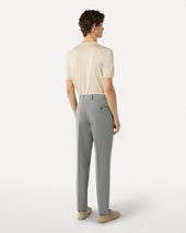 Pantalone Grigio In Cotone E Seta Senza Pieghe