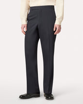 Pantalone Blu In Crepe Gabardine Stretch