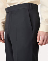 Pantalone Blu In Crepe Gabardine Stretch